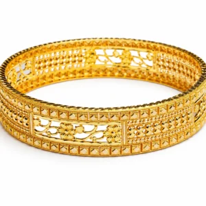 Golden Floral Trellis Cuff Bangle