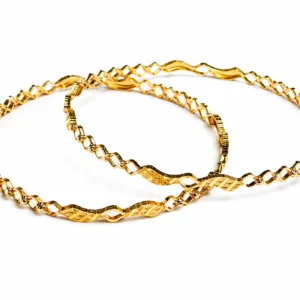 Golden Wave Lattice Bangles