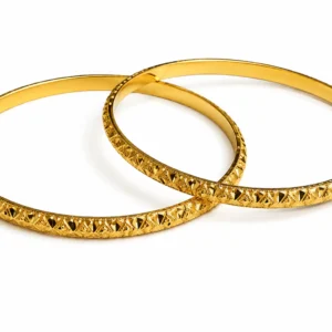 Classic Diamond-Pattern Gold Bangle Set