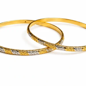 Two-Tone Textured Gold Bangle Set