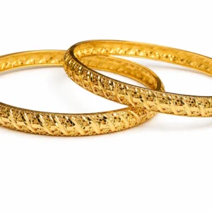 Geometric Lattice Gold Bangle Set