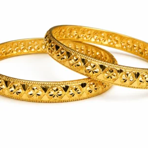 Floral Carved Gold Bangle Set