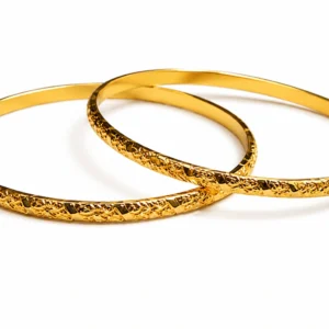 Textured Wave Gold Bangle Set