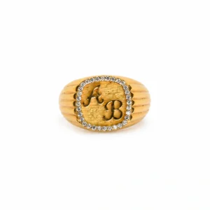 Initial Halo Gold Ring
