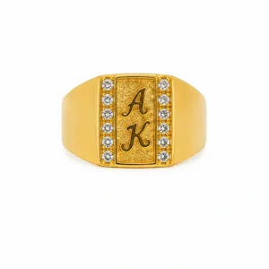 Vertical Initial Spark Gold Ring