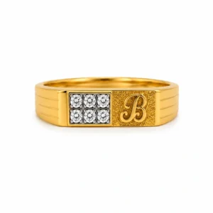 Initial Crystal Block Gold Ring