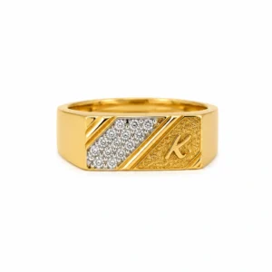 Initial Diagonal Spark Gold Ring