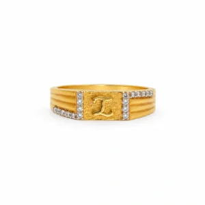 Crystal Frame Initial Gold Ring
