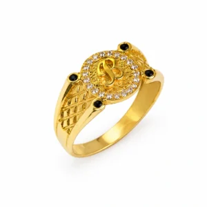Initial Halo Accent Gold Ring