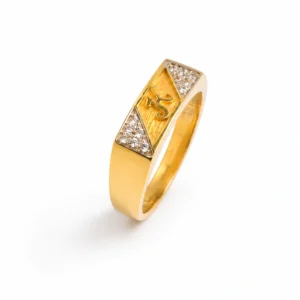 Crystal Edge Initial Gold Ring