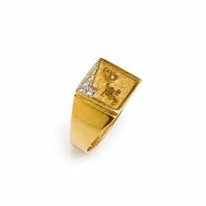 Corner Spark Initial Gold Ring
