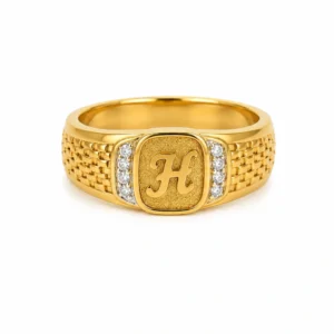 Crystal Crest Initial Gold Ring