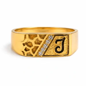 Geo Initial Gold Ring