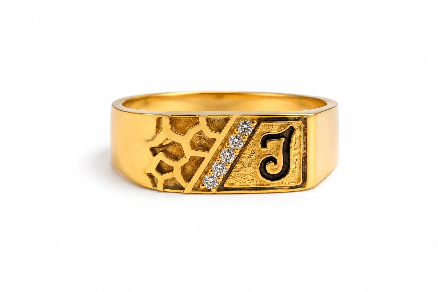 Geo Initial Gold Ring
