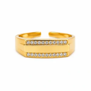 Double Row Pavé Gold Ring