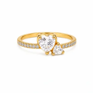 Twin Heart Pavé Gold Ring